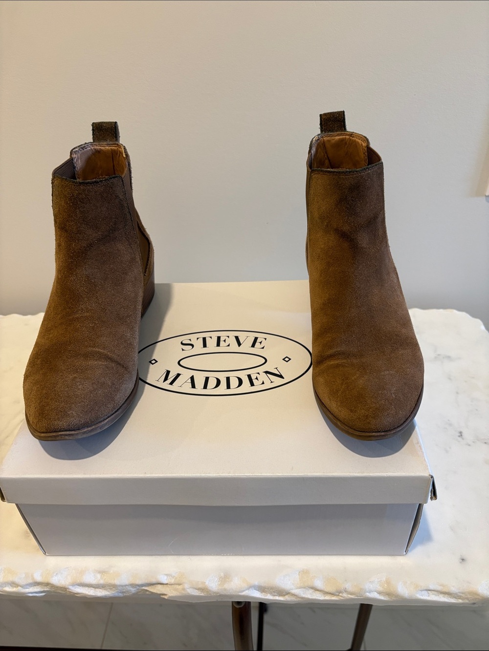 Steve Madden Tan Suede Chelsea Booties